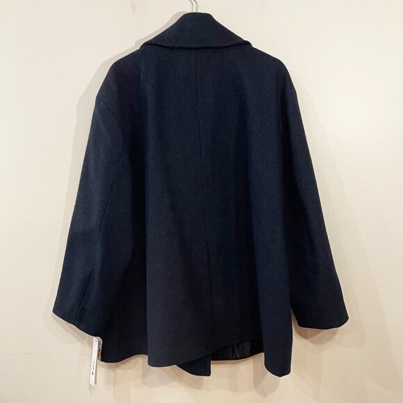 Last Chance! New Aqua Wool Blend Oversized Peacoat Navy Blue XL $148 - Picture 5 of 10